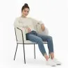 Armchair with Armrests - Upholstered in Bouclé Fabric - Miusen image 7