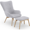 Buy  Armchair with Footrest - Upholstered in Linen - Huda Light grey 60084 - in the UK