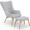  Armchair with Footrest - Upholstered in Linen - Huda image 7