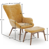Buy Armchair with Footrest - Upholstered in Velvet - Scandinavian Style - Huda Yellow 60097 - in the UK