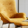 Buy Armchair with Footrest - Upholstered in Velvet - Scandinavian Style - Huda Yellow 60097 in the United Kingdom