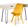 Buy Wooden Desk Set - Scandinavian Design - Andor + Dining Chair - Scandinavian Design - Denisse Yellow 60117 - in the UK