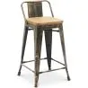 Bar Stool with Backrest - Industrial Design - Wood & Steel - 60cm - New Edition - Stylix image 7