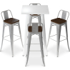 Buy White Table and 4 Industrial Design Bar Stools Pack - Bistrot Stylix Silver 60130 at Privatefloor