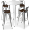 Buy White Table and 4 Industrial Design Bar Stools Pack - Bistrot Stylix Silver 60130 in the United Kingdom