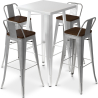Buy White Table and 4 Industrial Design Bar Stools Pack - Bistrot Stylix Silver 60130 home delivery