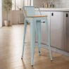 Bar Stool with Backrest - Industrial Design - Wood & Steel - 76cm - New Edition - Stylix image 7