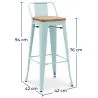 Bar Stool with Backrest - Industrial Design - Wood & Steel - 76cm - New Edition - Stylix image 7