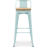 Buy Bar stool with small backrest Stylix industrial design Metal and Light Wood - 76 cm - New Edition Light blue 60152 - in the UK