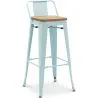 Bar Stool with Backrest - Industrial Design - Wood & Steel - 76cm - New Edition - Stylix image 7