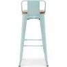 Bar Stool with Backrest - Industrial Design - Wood & Steel - 76cm - New Edition - Stylix image 7