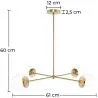 Gold Ceiling Lamp - Design Pendant Lamp - 4 arms - Luba image 7