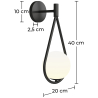 Buy Black Wall Lamp - Globe Shade - Tear Black 60240 with a guarantee