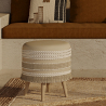 Buy Round Pouf Stool - Boho Bali Style - Ivy  Ivory 60262 home delivery