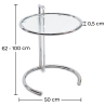 Buy Adjustable Round Side Table - Glass and Steel - Lake Steel 15421 home delivery