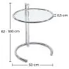 Adjustable Round Side Table - Glass and Steel - Lake image 7
