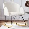 Rocking Armchair with Armrests - Upholstered in Boucle Fabric - Freia image 7