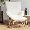  Armchair with Footrest - Upholstered in Bouclé Fabric - Huda image 7