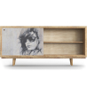Buy Wooden Sideboard - Vintage Design - Woman Drawing - Lucil Natural wood 60355 - in the UK