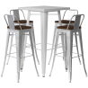 Buy Silver Table and 4 Backrest Bar Stools Set - Industrial Design - Bistrot Stylix Pastel orange 60432 - in the UK