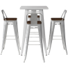 Buy Silver Table and 4 Backrest Bar Stools Set - Industrial Design - Bistrot Stylix Pastel orange 60432 - prices