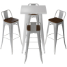 Buy Silver Table and 4 Backrest Bar Stools Set - Industrial Design - Bistrot Stylix Pastel orange 60432 at Privatefloor