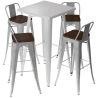 Buy Silver Table and 4 Backrest Bar Stools Set - Industrial Design - Bistrot Stylix Pastel orange 60432 in the United Kingdom
