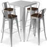 Buy Silver Table and 4 Backrest Bar Stools Set - Industrial Design - Bistrot Stylix Pastel orange 60432 home delivery