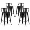 Buy Pack of 4 Bar Stools with Backrest - Industrial Design - 60cm - New Edition - Stylix Black 60439 - in the UK