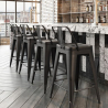 Buy Pack of 4 Bar Stools with Backrest - Industrial Design - 60cm - New Edition - Stylix Black 60439 - prices