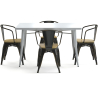 Buy Pack Dining Table and 4 Dining Chairs with Armrests Industrial Design - New Edition - Bistrot Stylix Metallic bronze 60442 - prices