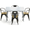 Buy Pack Dining Table and 4 Dining Chairs with Armrests Industrial Design - New Edition - Bistrot Stylix Metallic bronze 60442 at Privatefloor