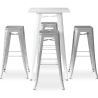 Buy Pack White Stool Table & 4 Bar Stools Industrial Design - Metal - New Edition - Bistrot Stylix Pastel yellow 60443 - in the UK