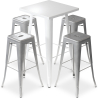 Buy Pack White Stool Table & 4 Bar Stools Industrial Design - Metal - New Edition - Bistrot Stylix Pastel yellow 60443 at Privatefloor