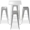 Buy Pack White Stool Table & 4 Bar Stools Industrial Design - Metal - New Edition - Bistrot Stylix Pastel yellow 60443 in the United Kingdom