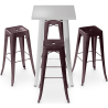 Buy Pack Stool Table AND 4 Bar Stools Industrial Design - Metal - New Edition - Bistrot Stylix Bronze 60444 in the United Kingdom