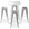 Buy Pack White Stool Table and Pack of 4 Bar Stools - Industrial Design - Metal - New Edition - Bistrot Stylix Grey blue 60445 in the United Kingdom