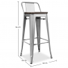 Buy Pack of White Stool Table and Pack of 2 Bar Stools with backrest - Industrial Design - New Edition - Bistrot Stylix Silver 60447 with a guarantee