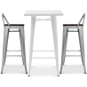 Buy Pack of White Stool Table and Pack of 2 Bar Stools with backrest - Industrial Design - New Edition - Bistrot Stylix Silver 60447 - in the UK