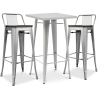 Buy Pack Stool Table & 2 Bar Stools Industrial Design - New Edition -Bistrot Stylix Silver 60448 in the United Kingdom
