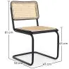Dining Chair - Vintage Design - Wood and Natural Rattan - Black - Bastral image 7