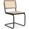 Dining Chair - Vintage Design - Wood and Natural Rattan - Black - Bastral image 7