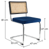 Buy Dining Chair - Upholstered in Velvet - Wood and Rattan - Hyre Dark blue 60455 at Privatefloor