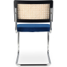 Buy Dining Chair - Upholstered in Velvet - Wood and Rattan - Hyre Dark blue 60455 - in the UK