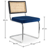 Buy Dining Chair - Upholstered in Velvet - Wood and Rattan - Hyre Dark blue 60455 - prices