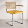 Dining Chair with Armrests - Velvet Upholstery - Wood & Rattan - Martha image 7