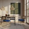 Wooden Dining Chair with Armrests - Velvet Upholstery - Wood & Rattan - Hyre image 7