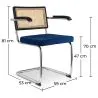 Wooden Dining Chair with Armrests - Velvet Upholstery - Wood & Rattan - Hyre image 7