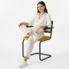 Dining Chair with Armrests - Upholstered in Velvet - Wood and Rattan - Puila image 7