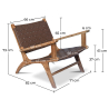 Buy Lounge Chair with Armrests - Boho Bali Design Chair - Wood and Leather - Recia Brown 60466 in the United Kingdom